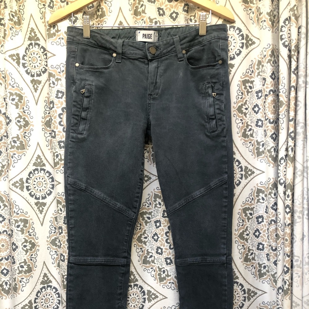 PAIGE Womens Black Currant Marley Moto Skinny Jean